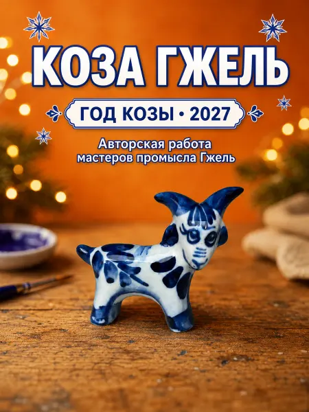Империя Гжели Фигурки животных - Коза гжель символ года 2027