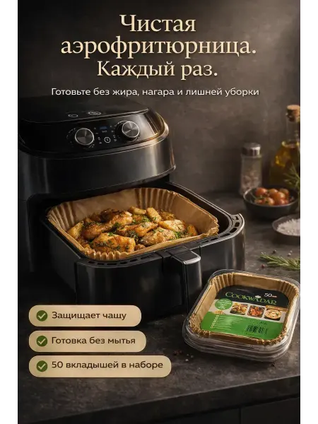 МОРЕНА Формы для аэрогриля 20×20 см, пергаментные, 50 шт, унив