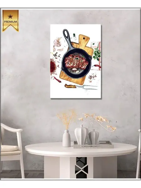 Classic Art Картина на холсте мясо на сковородке рисунок 20х30