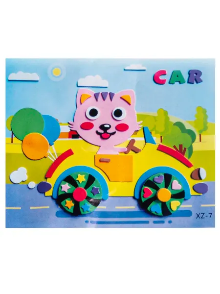 Игрушки Греми Аппликация для детей Кот на авто 21*26см