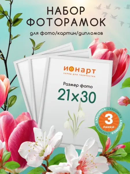 ИОНАРТ Рамка 21х30 А4 для фото, картин, постеров черная 3 шт