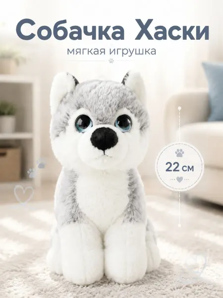 Мульти-пульти Мягкая игрушка собака Хаски 22см