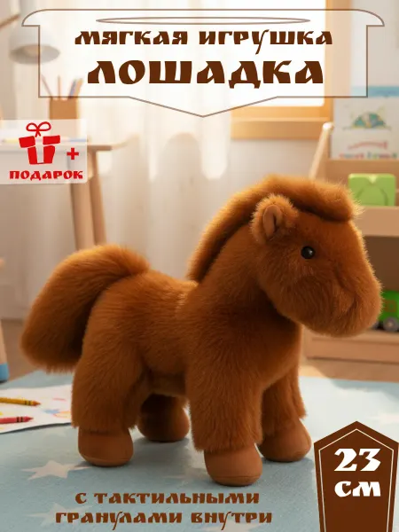 Bostoni Мягкая игрушка лошадка пони 23 см