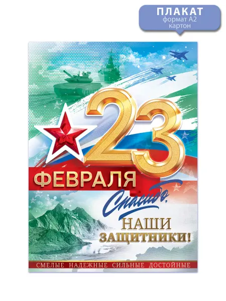 ТМ открытая планета Плакаты на стену на 23 февраля в школу детский сад А2
