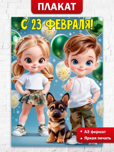 ТМ открытая планета Патриотический плакат 23 февраля для украшения школы
