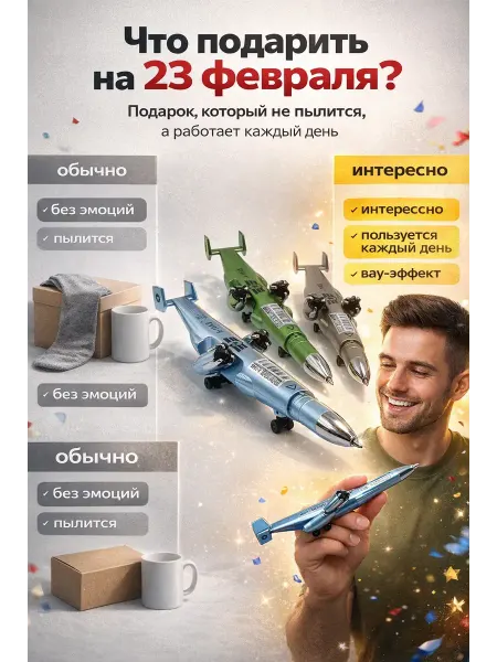 СД-20 Ручка самолёт подарочная мужская к 23 февраля