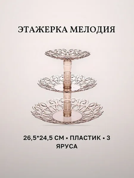 Этажерка сервировочная 3 яруса 26,5 х 24,5см пластик