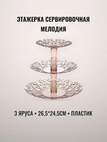 Этажерка сервировочная 3 яруса 26,5 х 24,5 см пластик