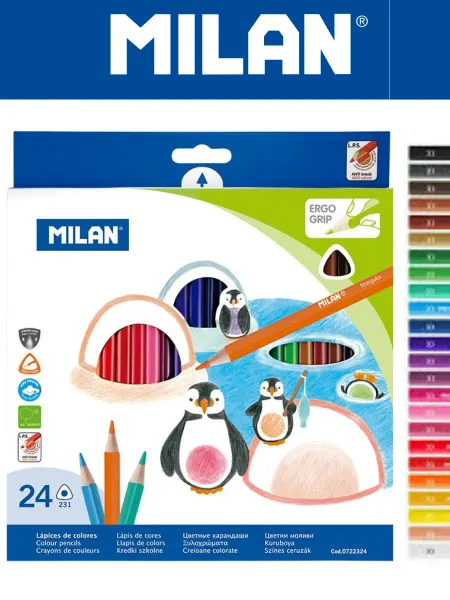 MILAN Карандаши цветные, 24 цветов, трехгранный