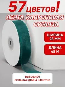 Лента капроновая органза 25 мм*45м для рукоделия