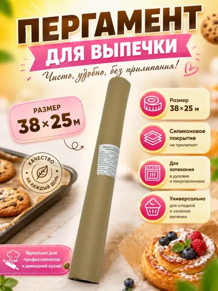 ЛАКА Бумага для выпечки силиконизированная 25 м