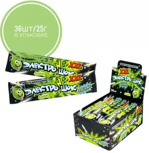 Жевательная конфета "Электрошок XXL" с ароматом лайм, 25г/36шт.