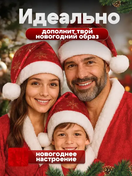 Дракон Новогодняя шапка колпак Деда Мороза 3 шт. 27x40