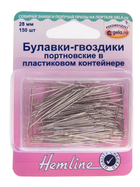HEMLINE 670 Булавки портновские гвоздики из стали 28 мм 150 шт