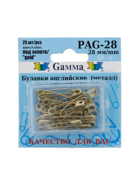 GAMMA Булавки английскиеPAG-28под золотосталь25 шт 28 мм
