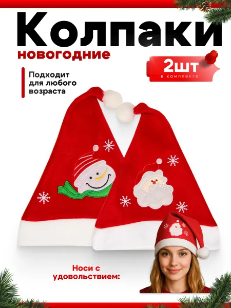 Дракон Новогодняя шапка колпак Деда Мороза 2 шт. 28x39
