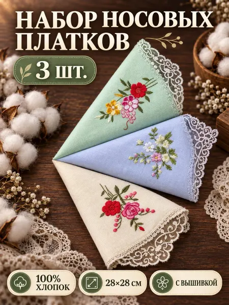 RenaTex Набор платков 28х28 см 3 штуки цветные