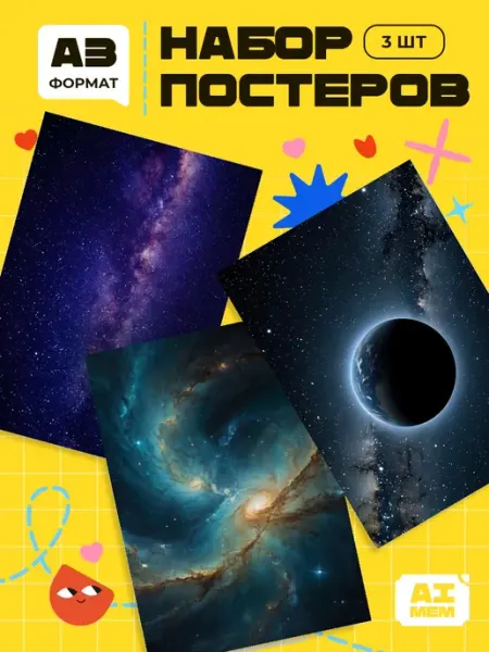 AIMEM Постеры Эстетика Космоса. 3шт. А3 (29,7х42см)