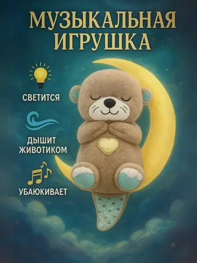 Выдра для сна с имитацией дыхания, мягкая игрушка, для засыпания, с дышащим животиком