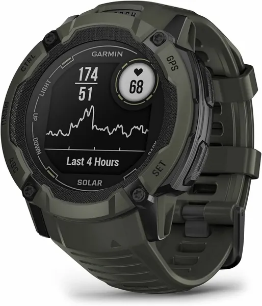 Умные спортивные смарт часы Garmin Instinct 2X Solar, 51 мм, Moss