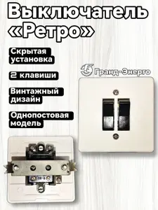 Выключатель РЕТРО скрытый двухклавишный сделано в СССР знак качества