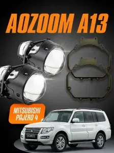 Aozoom A13 NEW. Bi led линзы автомобильные в фары ближнего и дальнего света. Mitsubishi pajero 4. Би лед светодиодный модуль для авто 3 дюйма Митсубиши Паджеро 4