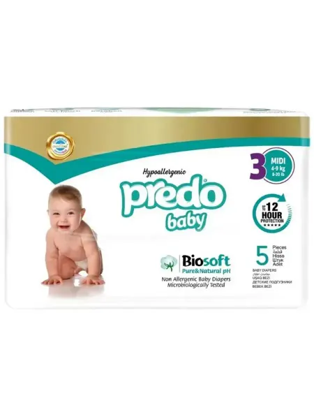 PREDO Подгузники для детей Baby midi № 3 (4-9 кг), 11 шт