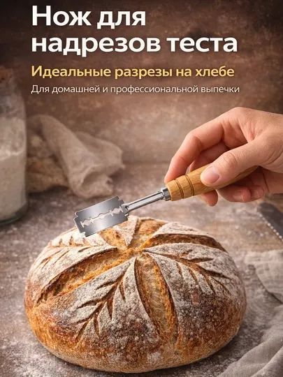 Пекарский нож ламе для хлеба, теста, выпечки, со сменными лезвиями для нанесения надрезов