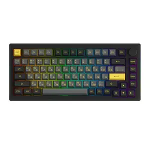 Игровая Клавиатура AKKO 5075B Plus Black&Gold 3 Modes RGB Hot Swap V3 Cream Yellow Switch,ASA profile keycap