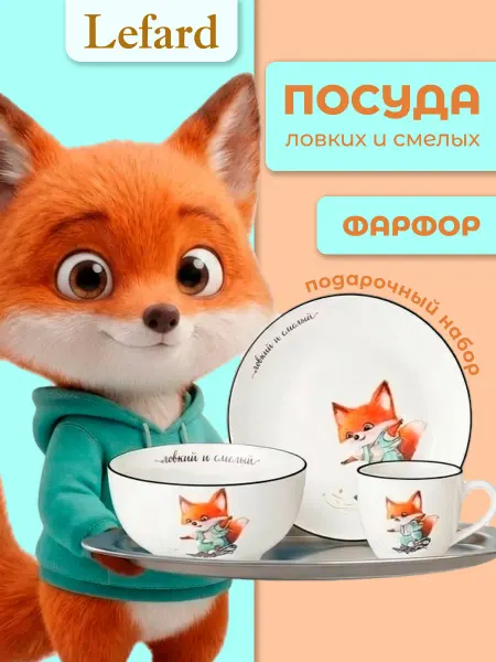 Lefard Набор посуды "Ловкий и смелый" для мальчика, 3 предмета