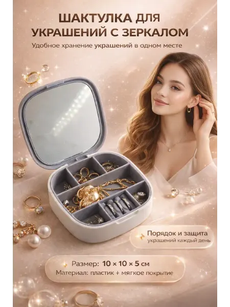 Тропикс 3 Шкатулка для украшений и бижутерии с зеркалом