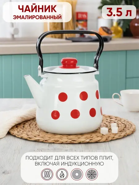 Стальэмаль Чайник для плиты 3.5 л эмалированный индукция