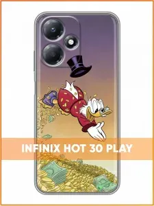 Чехол для Infinix Hot 30 Play Скрудж ныряет в монеты
