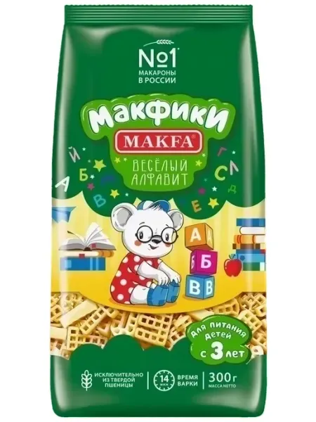Makfa Макароны фигурные Макфики "Веселый алфавит", 300г