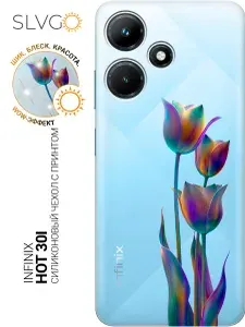 Силиконовый чехол на Infinix Hot 30i с принтом Волшебные тюльпаны, trn