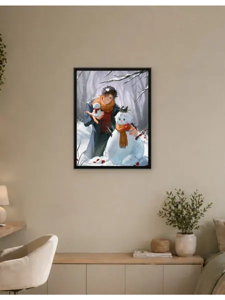 Postersbase Постер Человек со снеговиками в зимней сцене 30x40