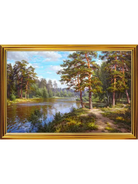 Русская Коллекция. Картина, "Озеро в лесу", 30х20 см, Арт. БС22-30х20