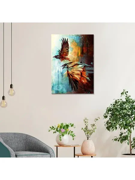 Classic Art Картина на холсте Две летящих птицы яркими красками 30х40