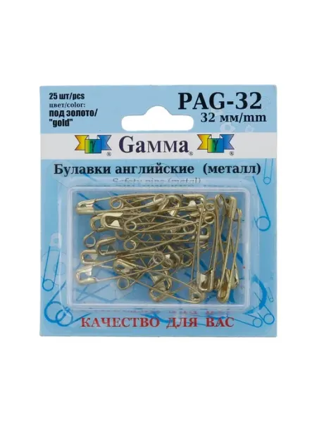 GAMMA Булавки английскиеPAG-32под золотосталь25 шт 32 мм