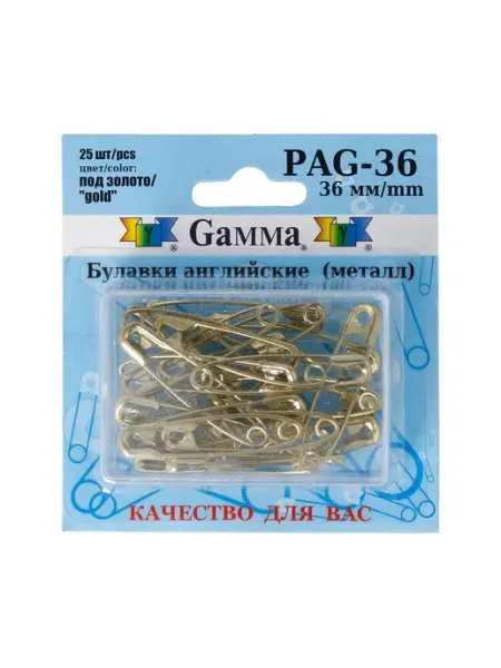 GAMMA Булавки английскиеPAG-36под золотосталь25 шт 36 мм