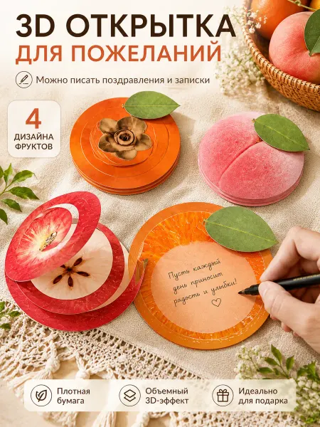Объемная 3D вырезная открытка универсальная с конвертом