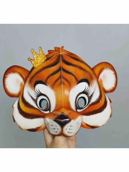 Маска КАРТОННАЯ карнавальная объемная 3d Тигр
