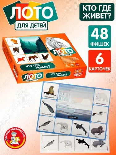 Детское лото "Кто где живет?" малое (обучающее для малышей, подарок ребенку) Десятое королевство