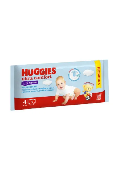 HUGGIES Ultra Comfort 4 (9-14 кг) Трусики-подгузники 3 шт для