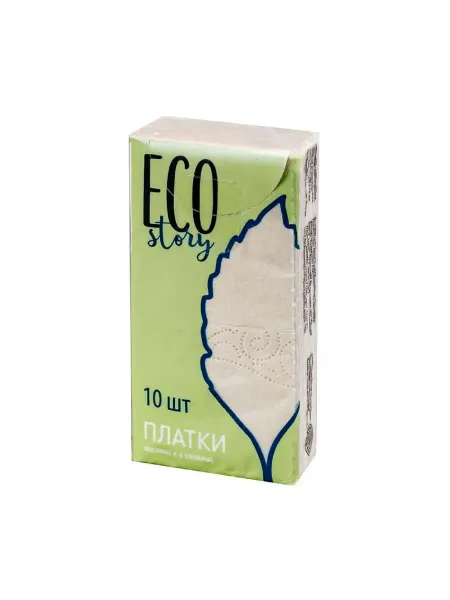 Платки носовые бумажные Eco Story 4 слоя, 10шт