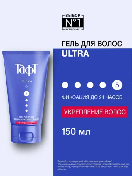 Тафт Гель для укладки Ultra, сверхсильная фиксация 4, 150 мл