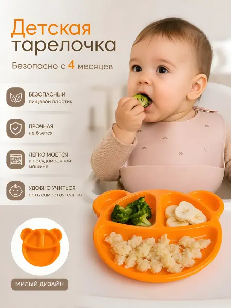 Детская пластиковая посуда 4+ мес BPA Free, для прикорма