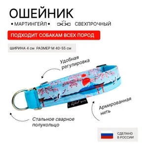 Ошейник для собак с принтом, мартингейл, полуудавка ширина 40 мм