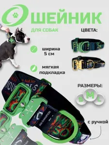 Ошейник AM-CHAMPION для средних и крупных собак "Joker" Ширина 5см Размер М (40-50см) С РУЧКОЙ