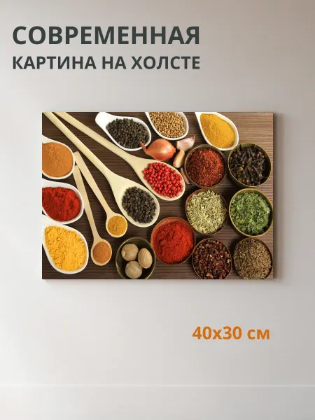 DZiVA Картина на холсте Ложки и специи 40x30 см